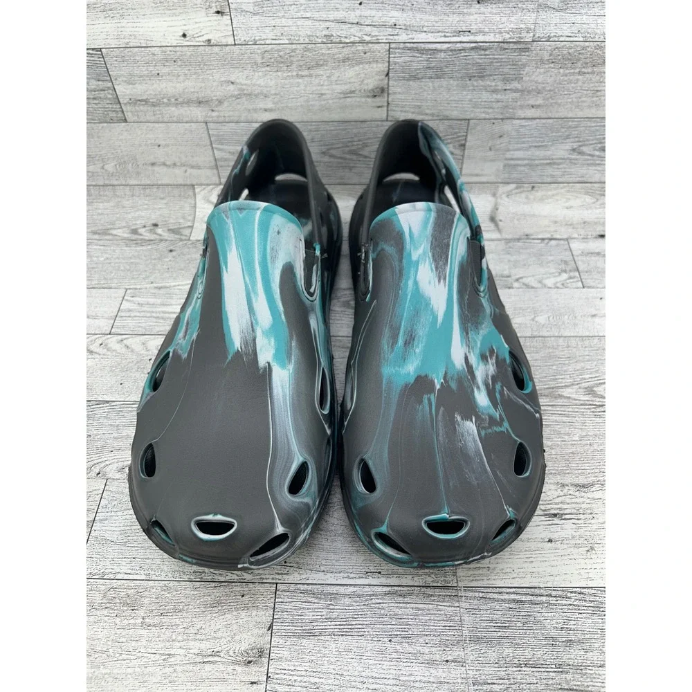 Huk Brewster Marble Shoes Men Sz 12 Black Teal Slip On Water Fishing Boating EVA